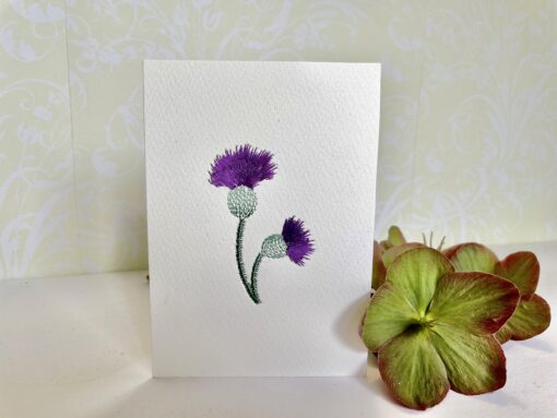 Thistle Flower Embroidered Card