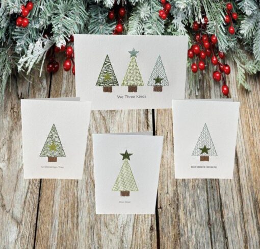 Christmas Trees Cards Set